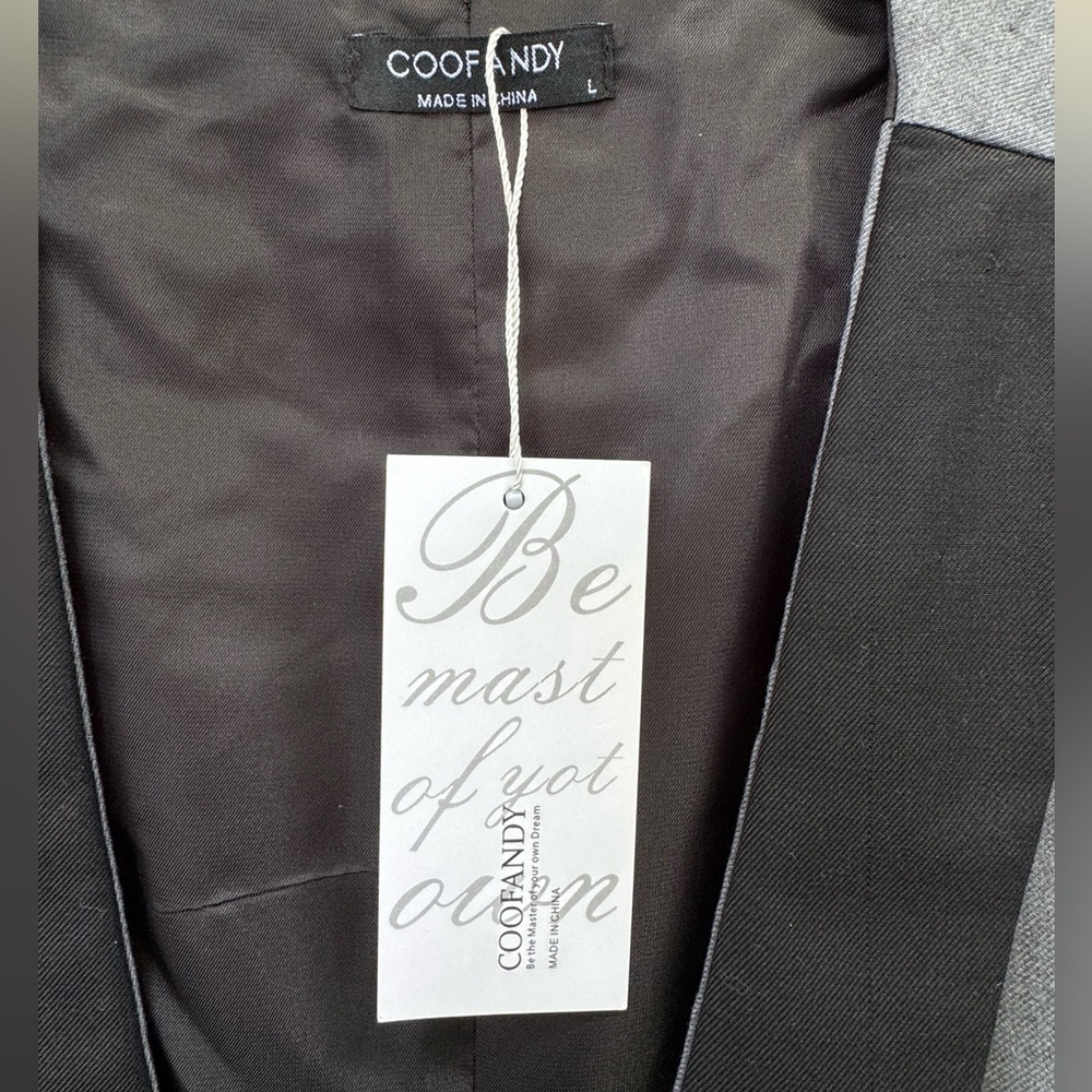 Coofandy Gray and Black Vest with Peaked Lapels size Large - Picture 5 of 5